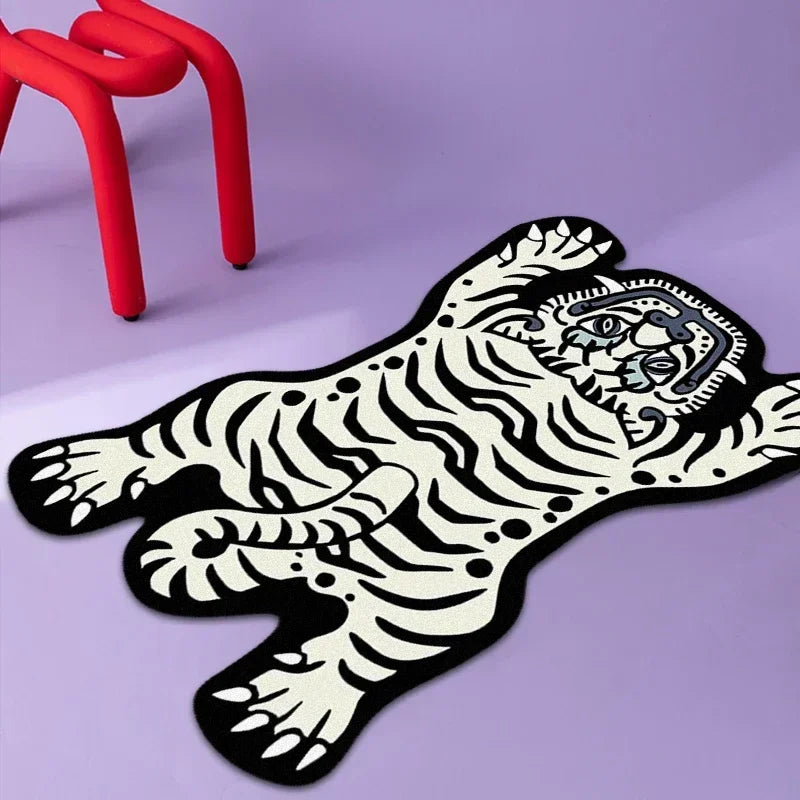 VIKAMA Cartoon Shaped Tiger Carpet Living Room Children's Bedroom Bedside Rugs Home Decor Non-Slip Kitchen Balcony Floor Mats