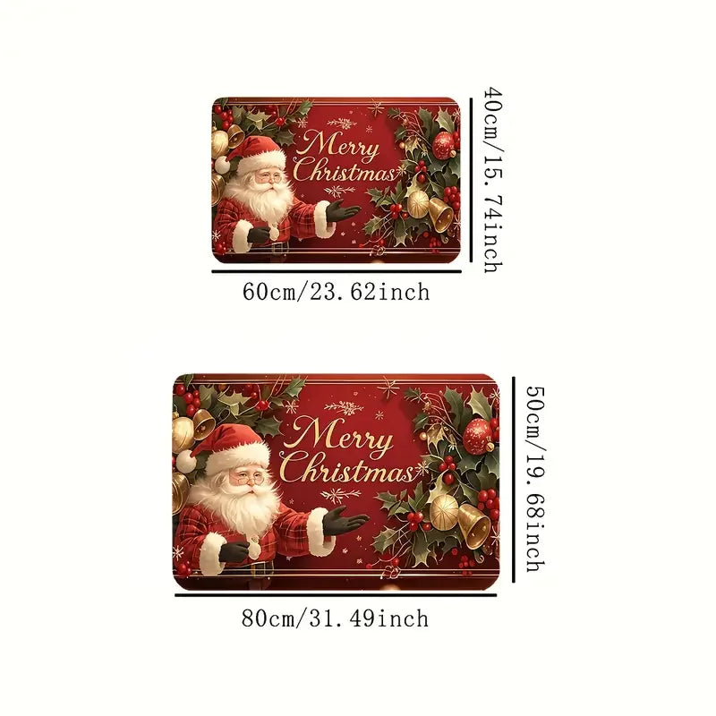 VIKAMA Merry Christmas Welcome Doormat Easy-Clean Home Décor Christmas Carpet Indoor/Outdoor Entrance Decorative Mat