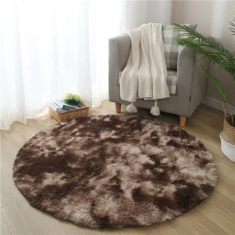 VIKAMA Pink Round Carpet Fluffy Soft Area Floor Mat Children Girls Room Princess Castle Plush Carpet Living Room Home Decor