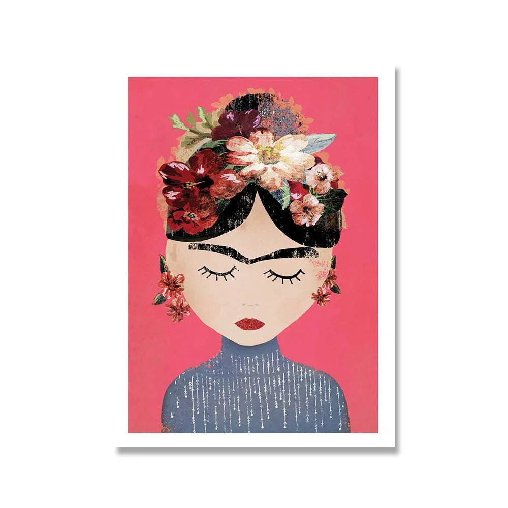 Boho Feminist Boobs Flower Hands Poster Print Canvas Painting Room Decor Frida K Art Work Picture Wall Art for Living Room Decor