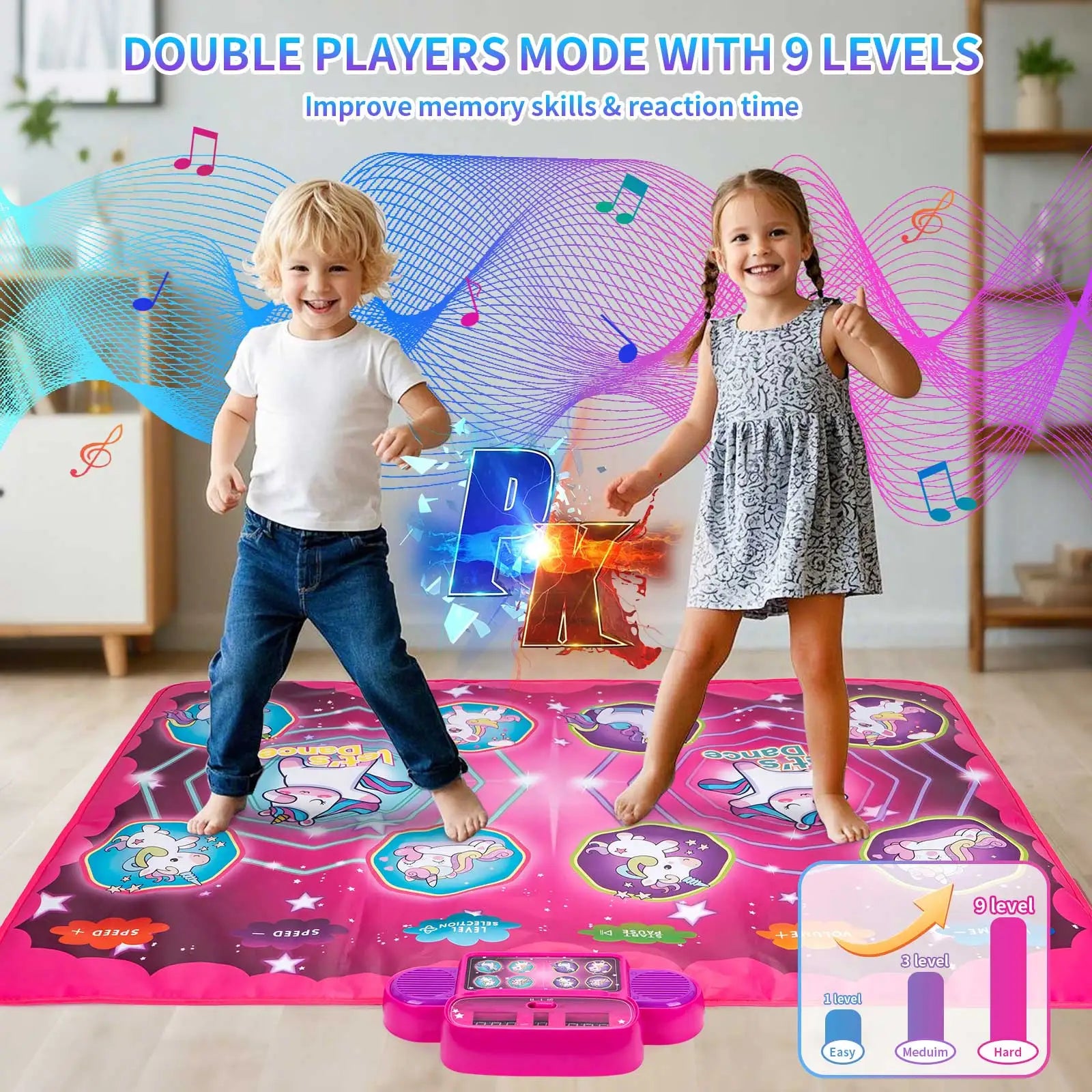Dancing Blanket Kids Electronic Dance Mat Kid Floor Music Blanket Double Players Mode with 9 Levels Educational Toys Kids Gifts