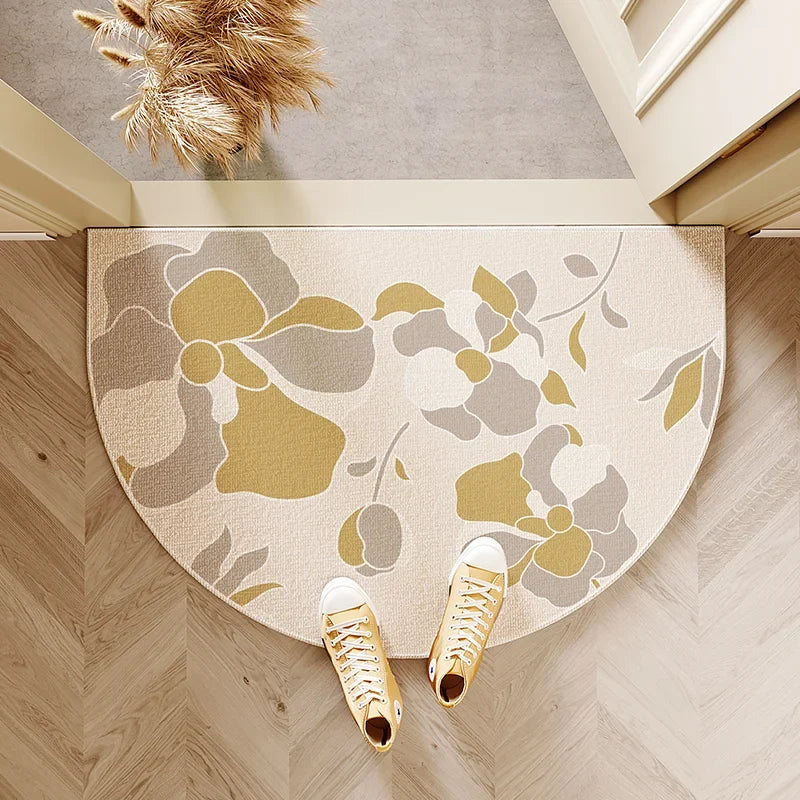 VIKAMA Modern Simple Entry Door Mat Semi-circular Non-slip Dirty Resistant Entryway Foot Mat Kitchen Carpet Home Decoration