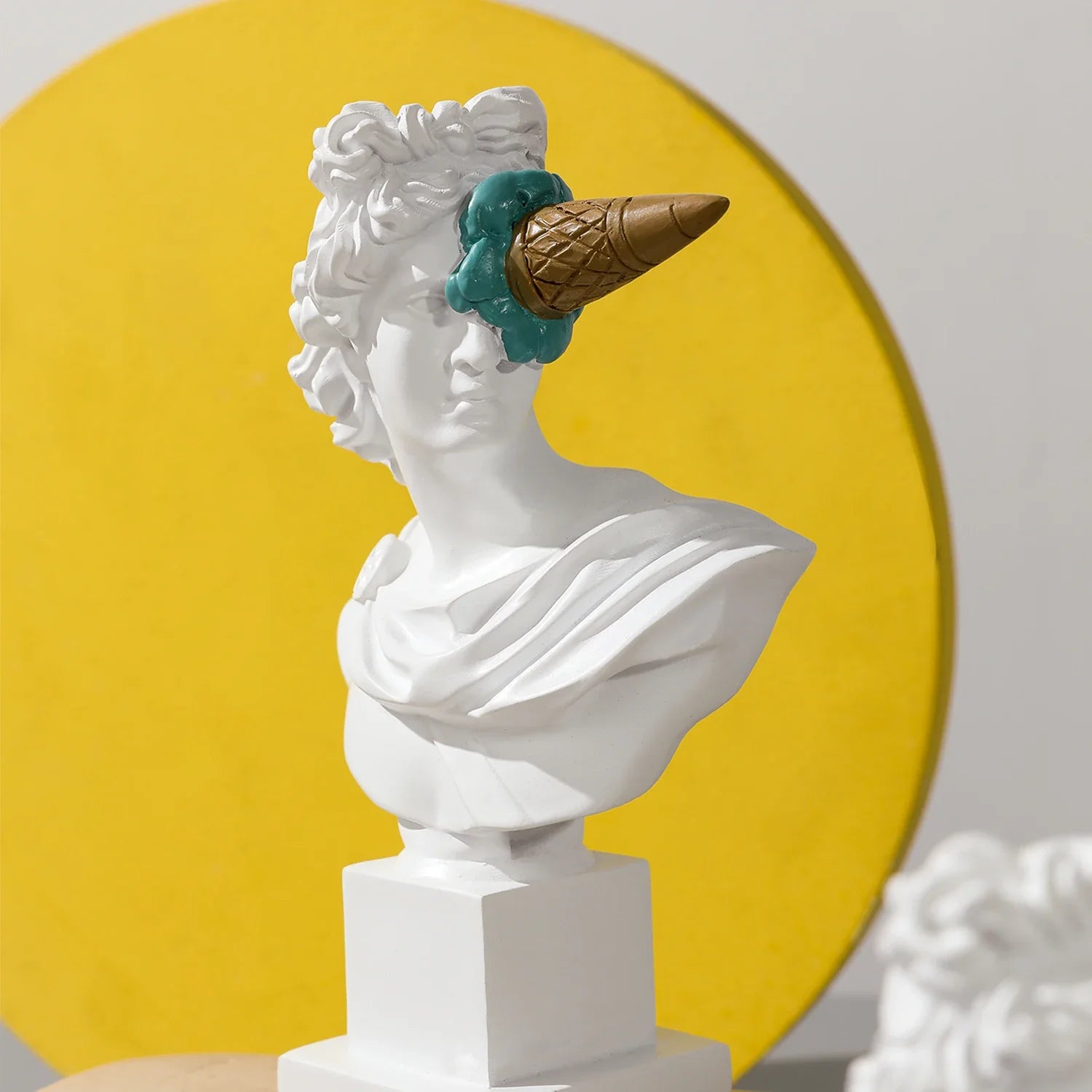Apollo Sculpture Home Desktop Decor Portrait Resin Bust Creative Ice Cream Apollo Greek Statue For Living Room, Table Decorative