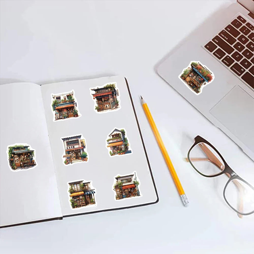 10/30/55pcs Japan Style Retro Beautiful Convenience Store Aesthetic Stickers Skateboard Laptop Suitcase Decoration Sticker Toys