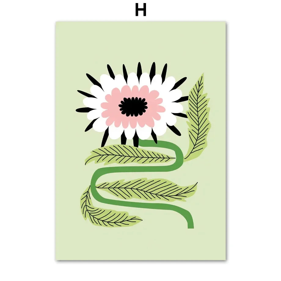 Tropical Plants Daisy Vase Pizza Coffee Cup Food Abstract Posters Prints Wall Art Canvas Pictures Boho Kitchen Living Room Decor
