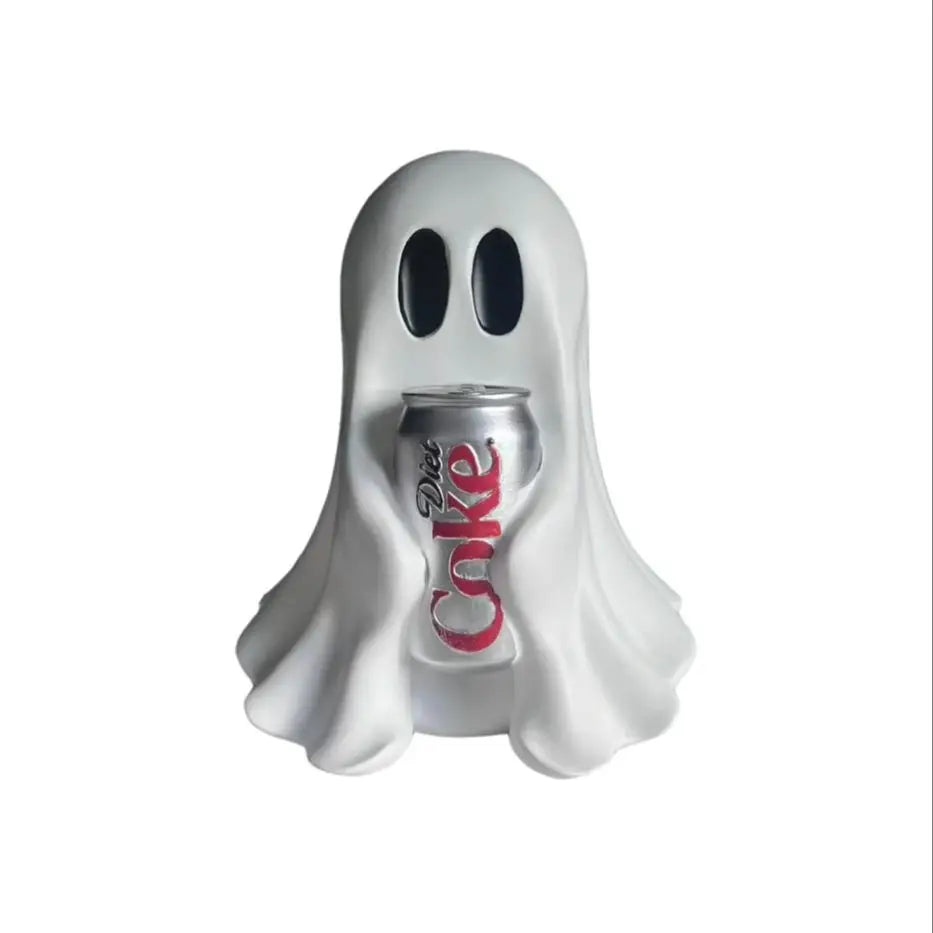 1 Piece of Halloween Cute Ghost Holding Coke Statue Ornament, Funny and Cute Shape, Home Desktop Holiday Atmosphere Decoration Good Item