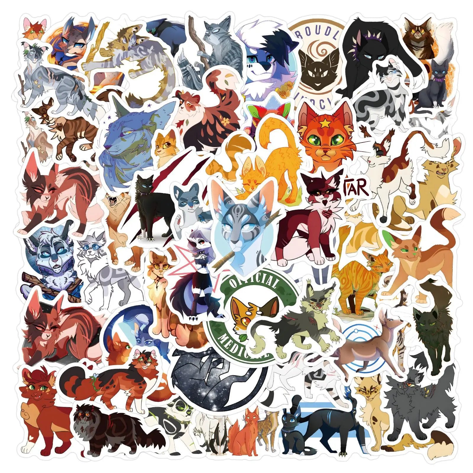 60/120PCS Cat Warriors Cartoon Graffiti Sticker Car Luggage Water Cup Skateboard Stationery Sticker