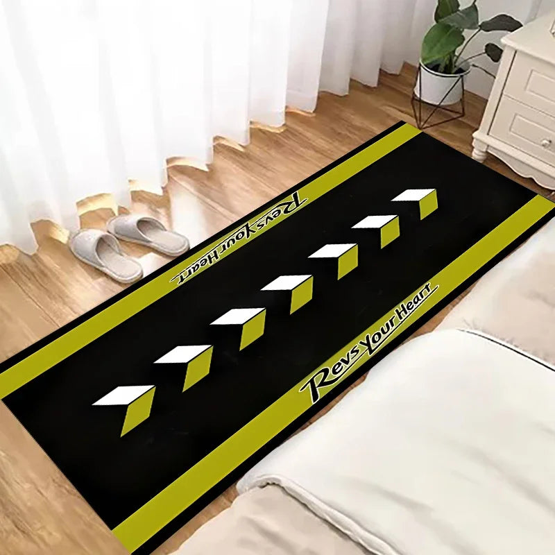 VIKAMA Cool Racing Car Long Rug Anti-slip Noise Reduction Home Decoration Motorcycle Display Mat Garage Floor Mat Bedside Rug