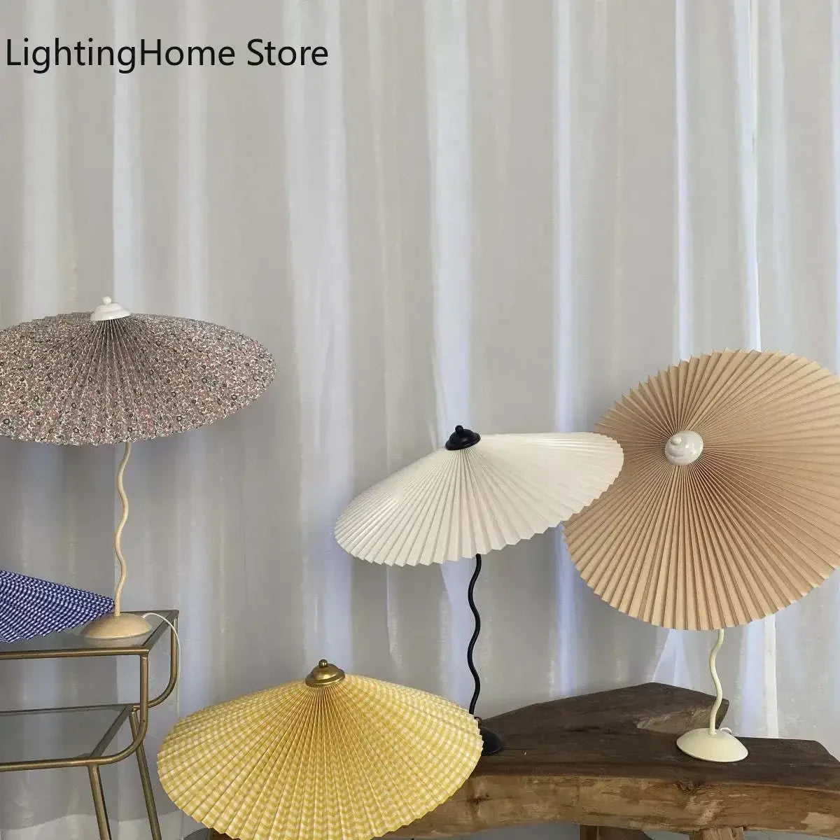 Table Lamp ins Retro Pleated Umbrella Nordic Medieval Korean Master Bedroom Bedside Lamp Swing Iron Art Drop Shipping