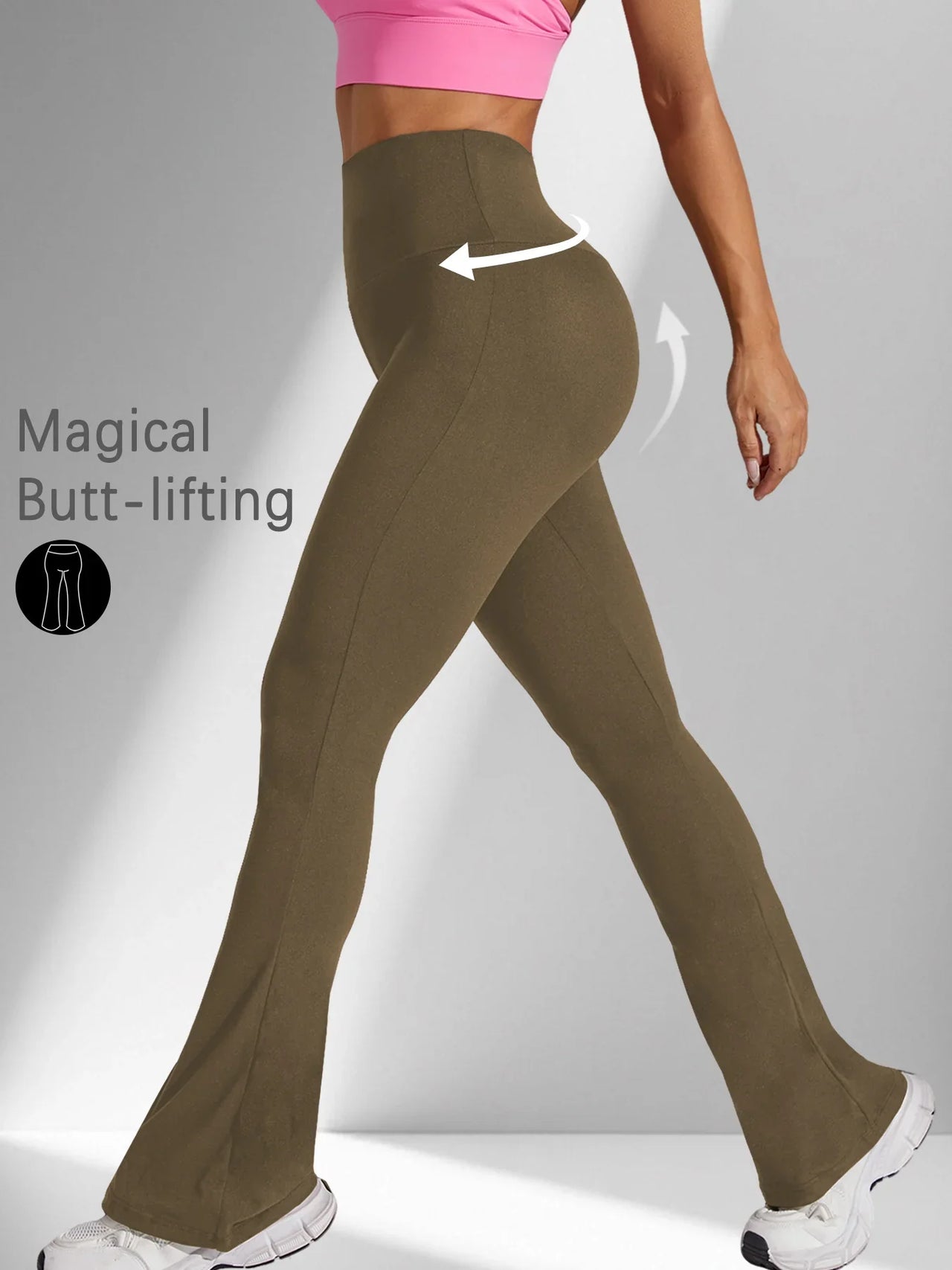 Women's Super Soft Flare Pants High Waisted Tummy Control Workout Yoga Push Up Gym Fitness Long Leggings Bell Bottoms
