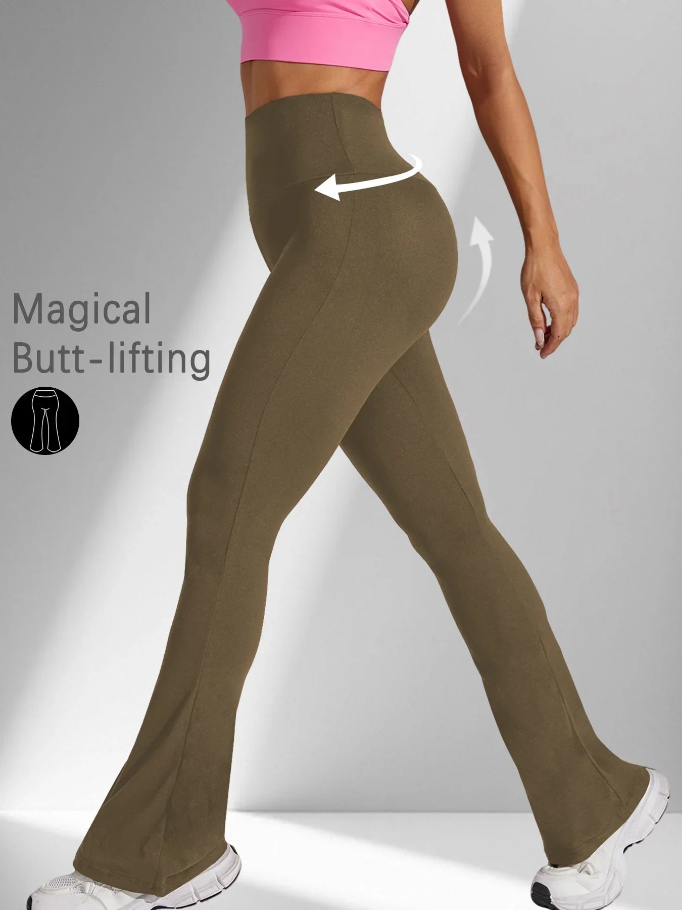 Women's Super Soft Flare Pants High Waisted Tummy Control Workout Yoga Push Up Gym Fitness Long Leggings Bell Bottoms