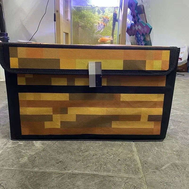 Pixel Style Storage Chest Large Capacity Foldable Fabric Box with Handles Dustproof Clothes Blanket Organizer for Kid Home Decor