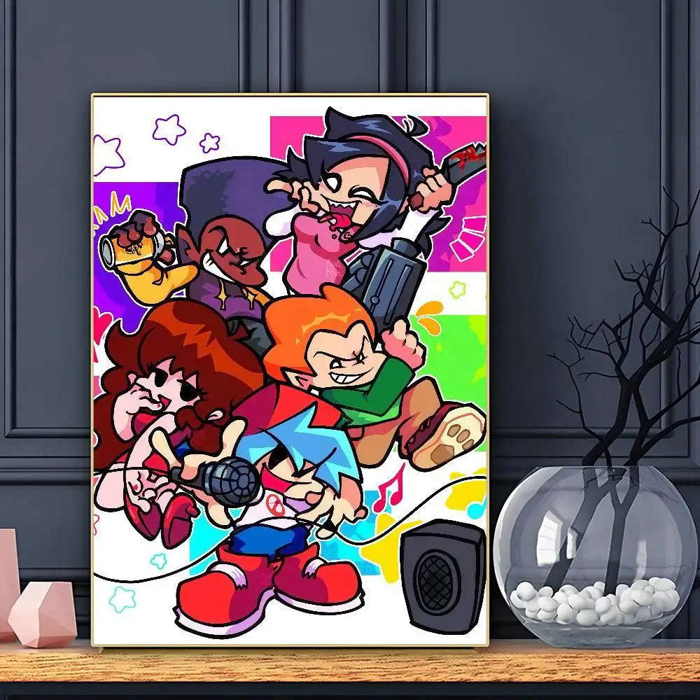 Game F-Friday Night F-Funkin Pico Boyfriend Poster HD Sticky Wall Art Printing Waterproof Home Living Bed Room Bar Aesthetic