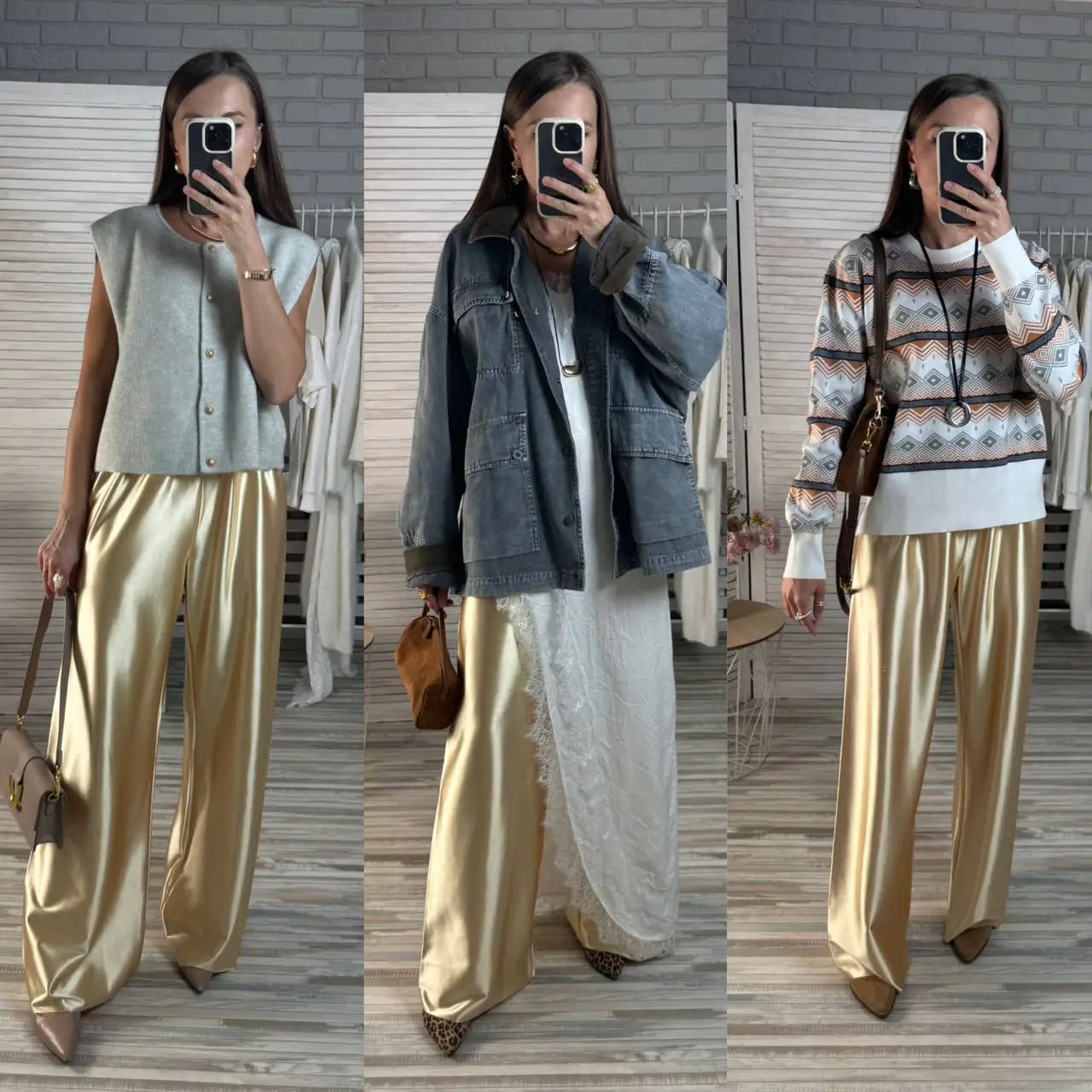 Satin Wide Leg Pants Long Floor Casual Pants Women's Summer