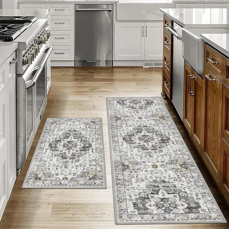 VIKAMA1/2PCS Bohemian Kitchen Floor Mats Anti-slip Washable Bathroom Bathroom Door Mats Hallway Aisle Floor Mats Home Decoration