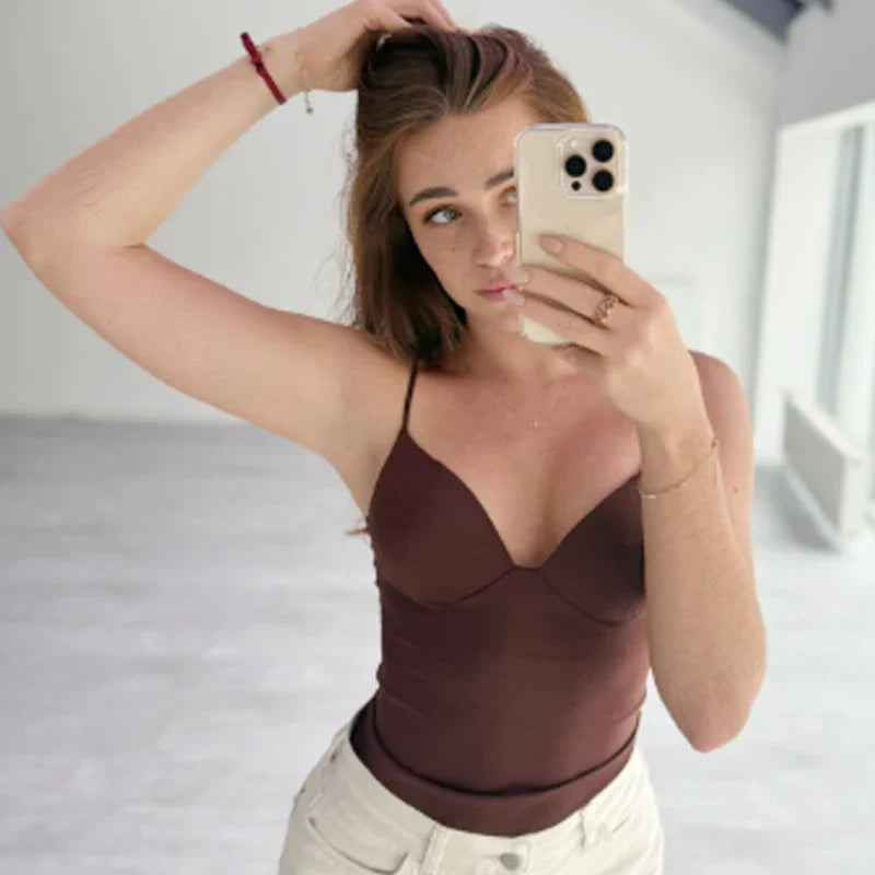HXAO Burgundy Slip Top Women Summer Sexy Corset Tanks & Camis Fashion Sleeveless Backless Bra Top Chic Elegant Bustier Camisole