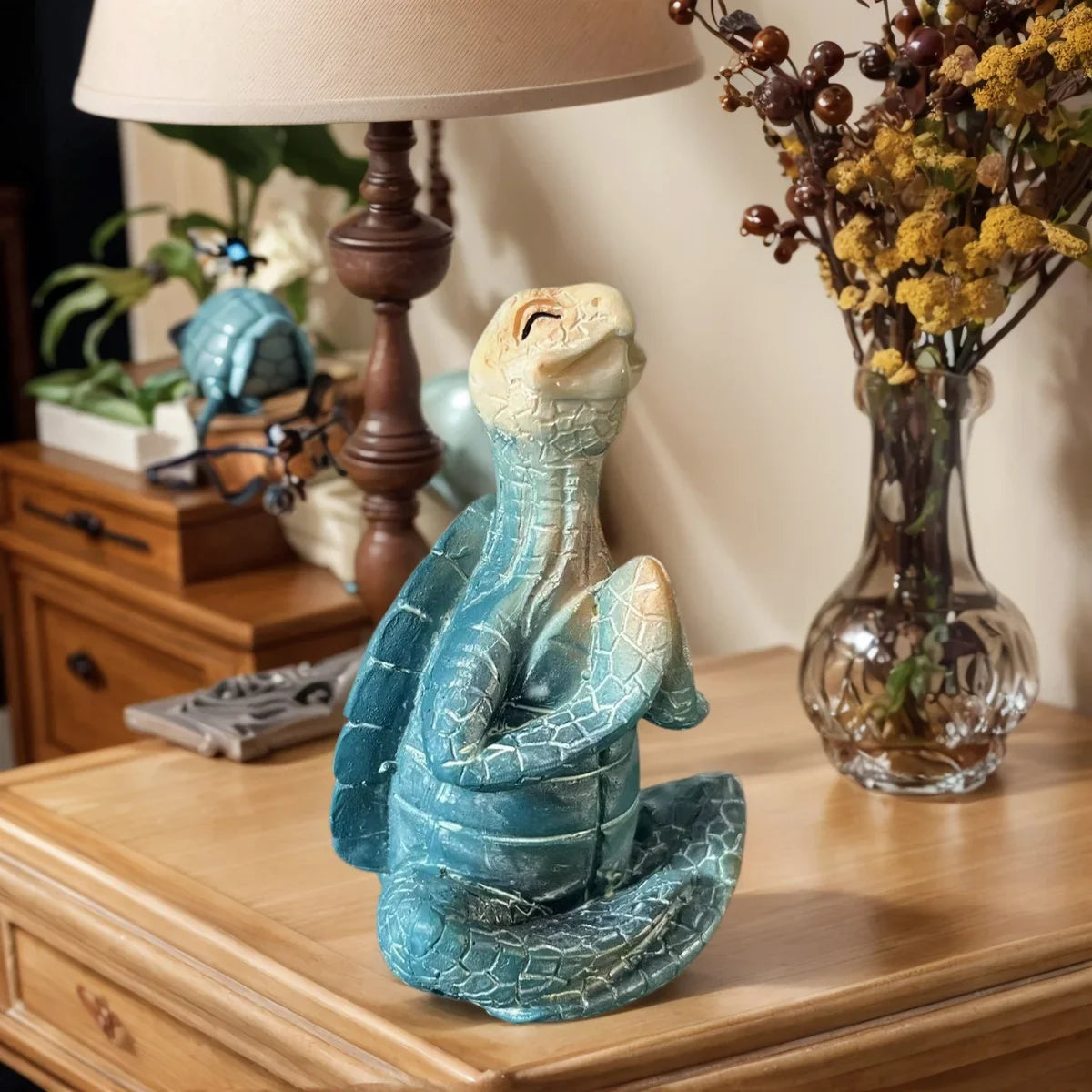 1 Piece of Resin Craft Meditation Turtle Statue, Resin Zen Decoration, Home and Garden Sculptures, Resin Zen Decoration Suitable for Turtle Enthusiasts and Collectors.