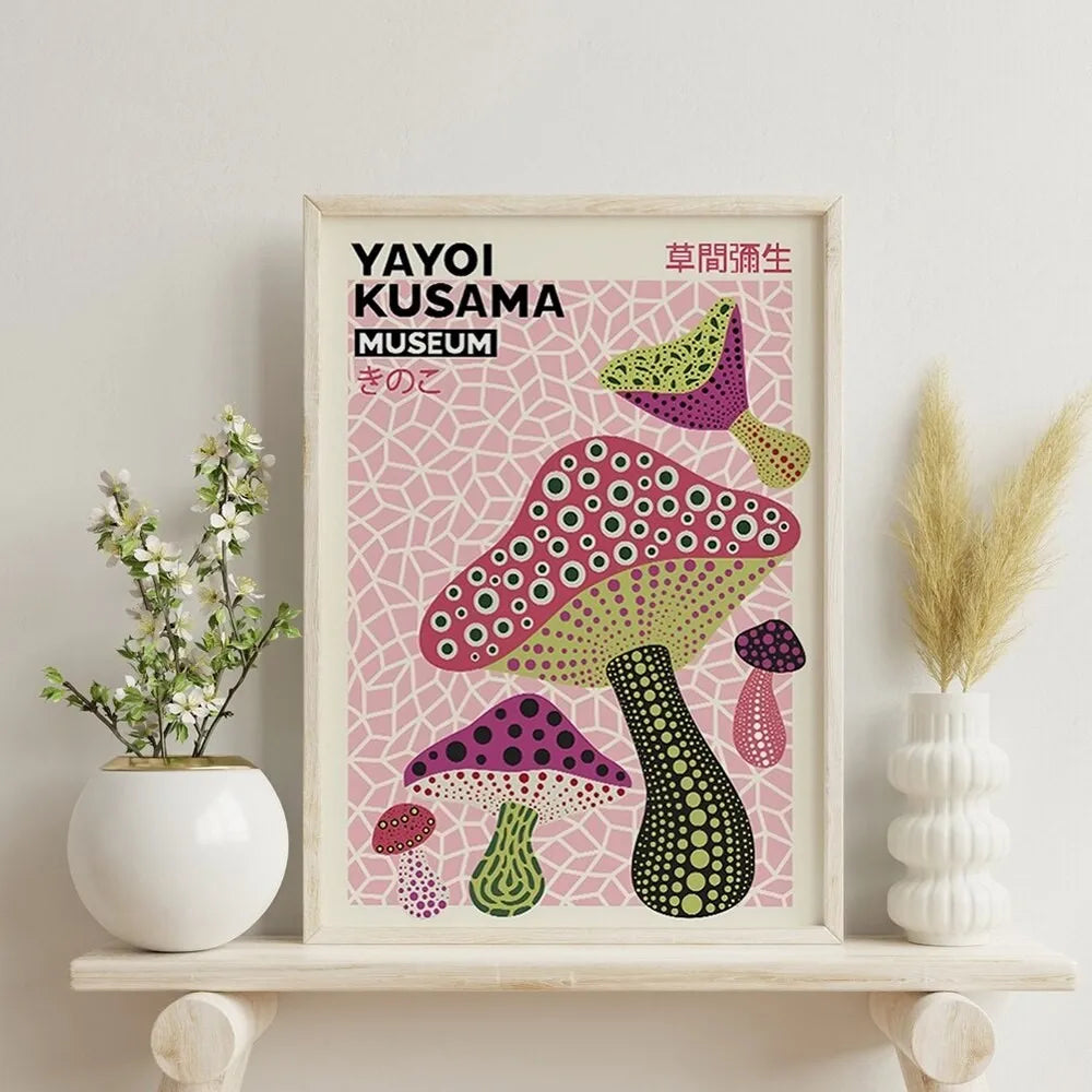 Modern Abstract Yayoi Kusama Japanese Art Exhibition Wall Art Canvas Painting Posters For Living Room Home Decor