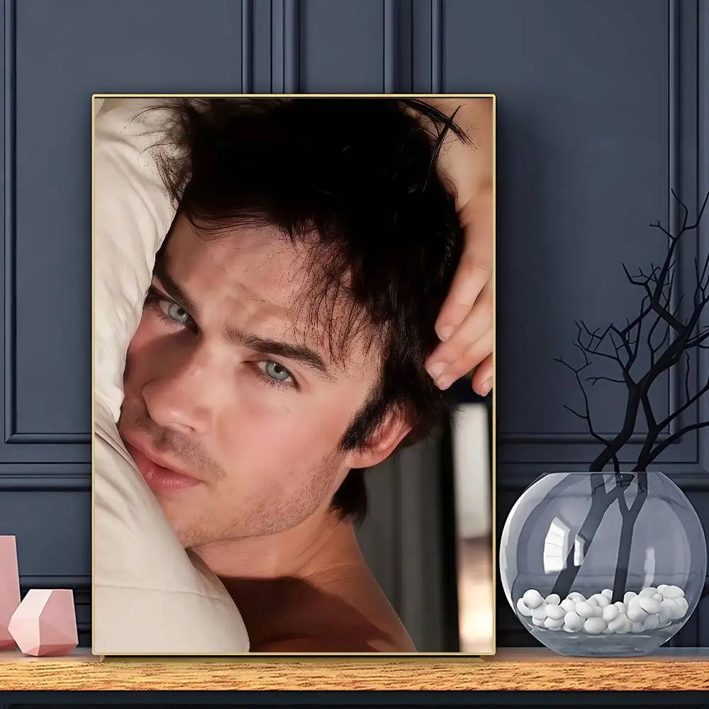 Damon Salvatore The Vampire Diaries Poster Sticky Wall Art Printing Waterproof Home Living Bed Room Bar Aesthetic Decor