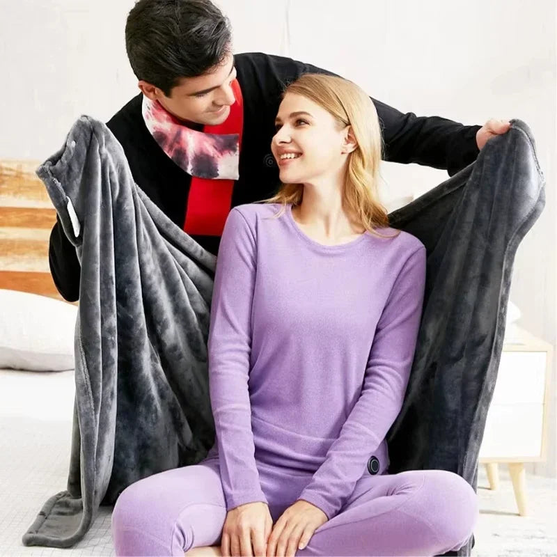 Wearable Heating Electric Blanket Shawl 3 Heated Level Throw Blanket 5v USB Charging Coral Velvet 8 Heated Areas Fast Heating