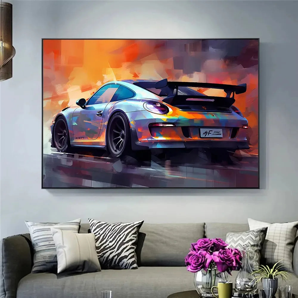 911 GT3 RS Car Generation Supercar Poster Canvsa Print Painting Home Decor Wall Art Decoration Gift For Car Lover Frameless