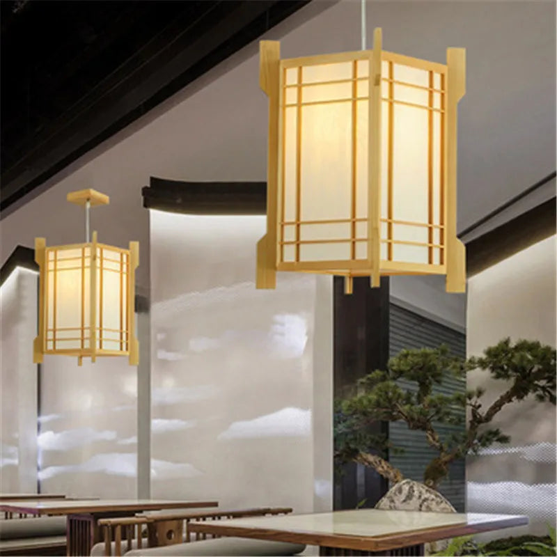 Solid Wooden Pendant Light For Livingroom Dining Room Kitchen Homestay Japan Style Suspension Hanging Lamp Art Decoration E27