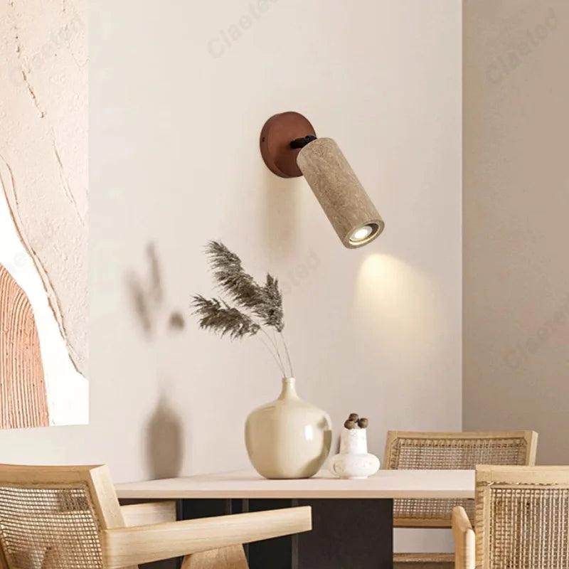 Retro LED Yellow Cave Stone Walnut Wall Lamp Lighting Dining Room Living Room Corridor Bedroom Bedside Lighting