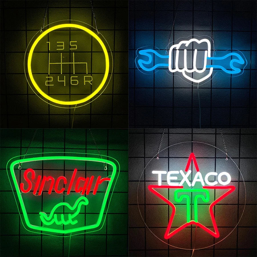 Garage Led Neon Sign, 3D Carved Gear Icon, Usb Powered, Used For Decor Of Bars, Car Service Stations, Parts Stores And Man Caves