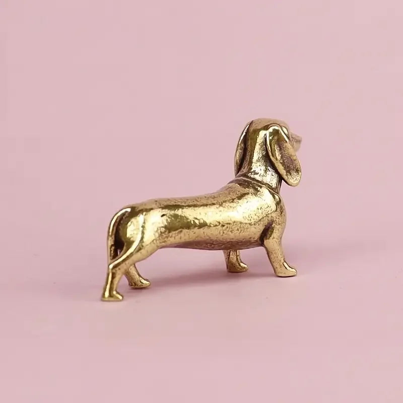 Pure Copper Dachshund Statue Vintage Brass Figurines Home Decote Desktop Ornament Miniatures Antique Tea Pet Crafts Gifts