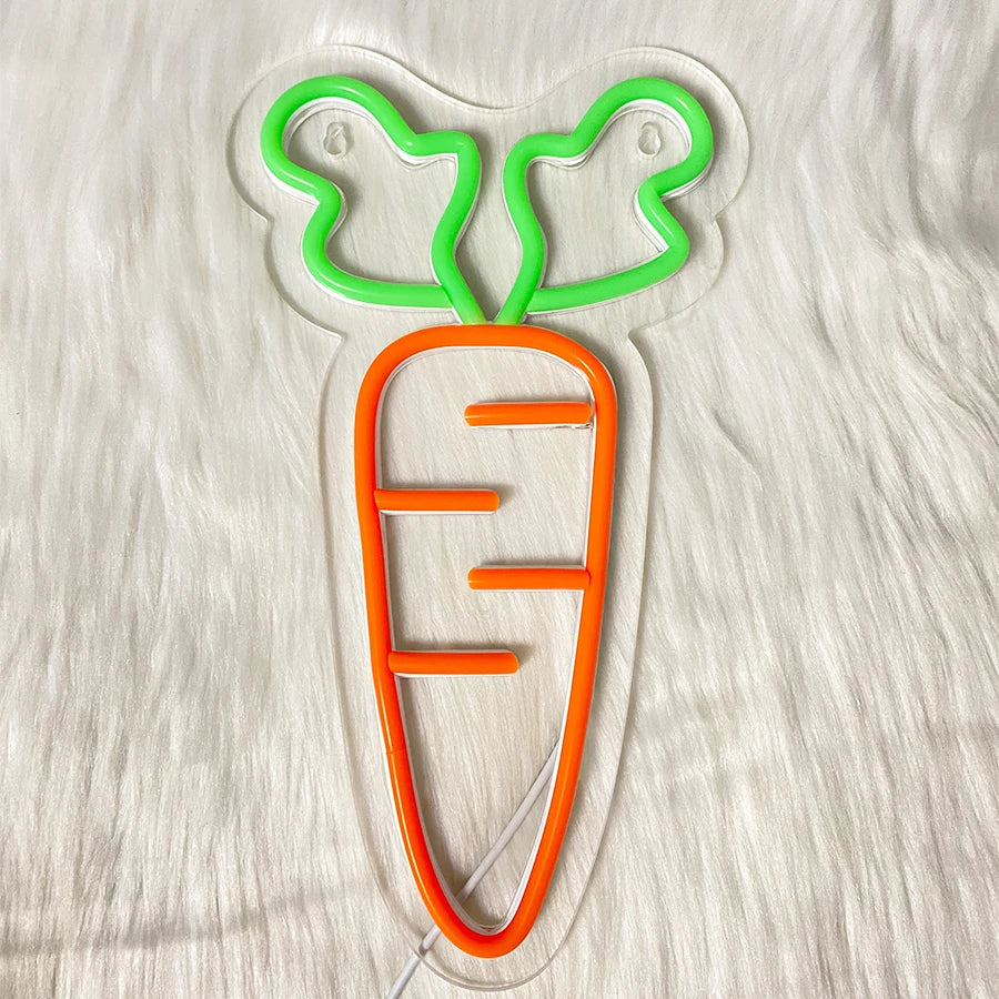 Carrot Led Neon Sign, Vegetable Wall Art Decor, Usb Powered, Used For Bedroom, Home, Restaurant, Kitchen, Bar Party Wall Lamp.