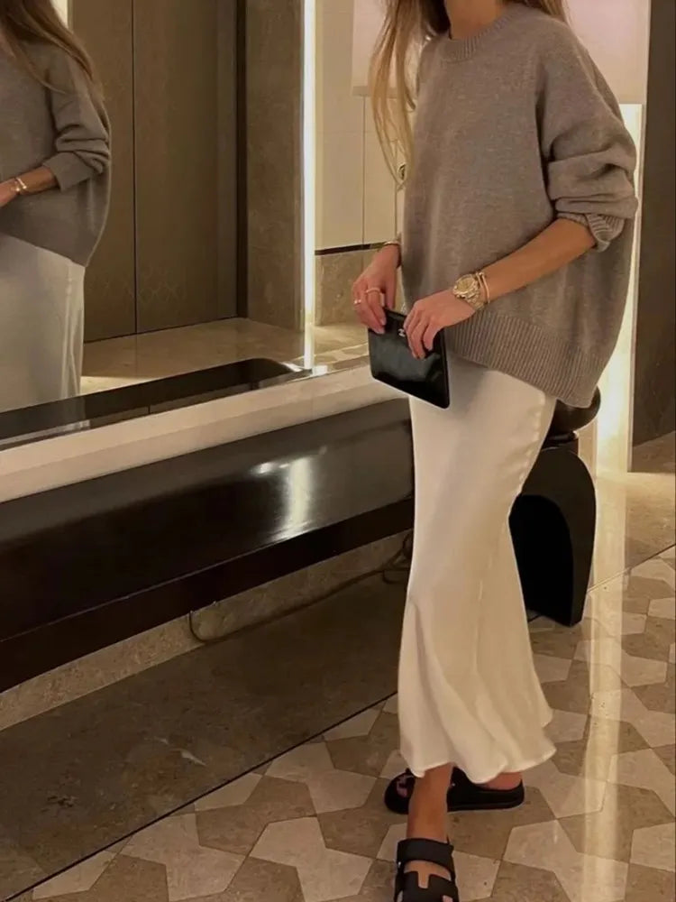 MUJER Woman 2026 Satin Skirt Women High Waist Long Skirts For Women Summer Black Midi Skirt Woman Office Elegant Women's Skirts