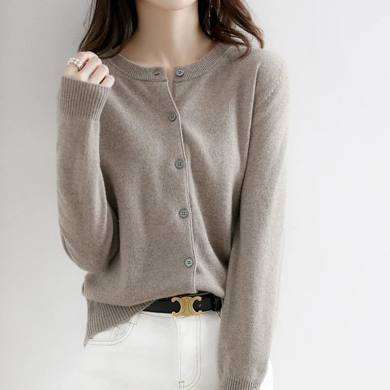 AOSSVIAO 2026 Women Cardigans Sweater O-neck Autumn Winter Knitted Cashmere Cardigans Solid Single Breasted Womens Sweaters