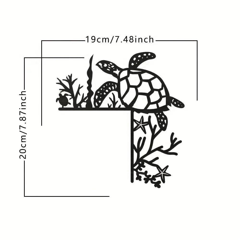 Black Metal Marine Animal Door Frame Decor - Turtle, Dolphin, Octopus, Seahorse & Starfish Patterns, Nautical Coastal Wall Art