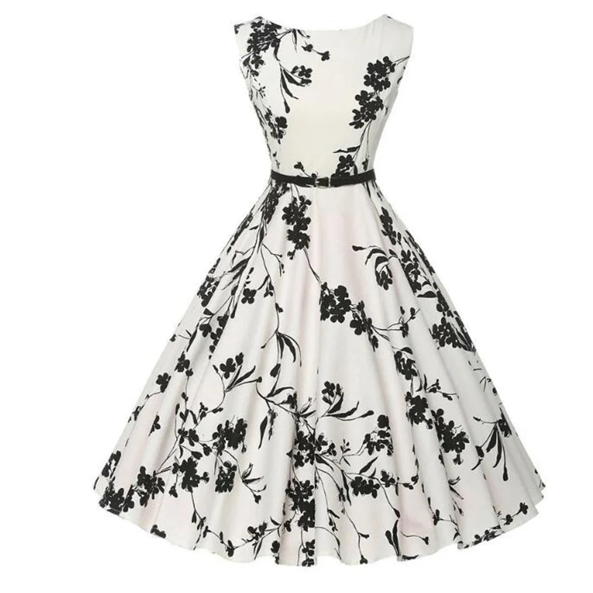 Summer Vestidos Dress Clothing Floral Robe Retro Swing Casual Vintage Rockabilly Dresses