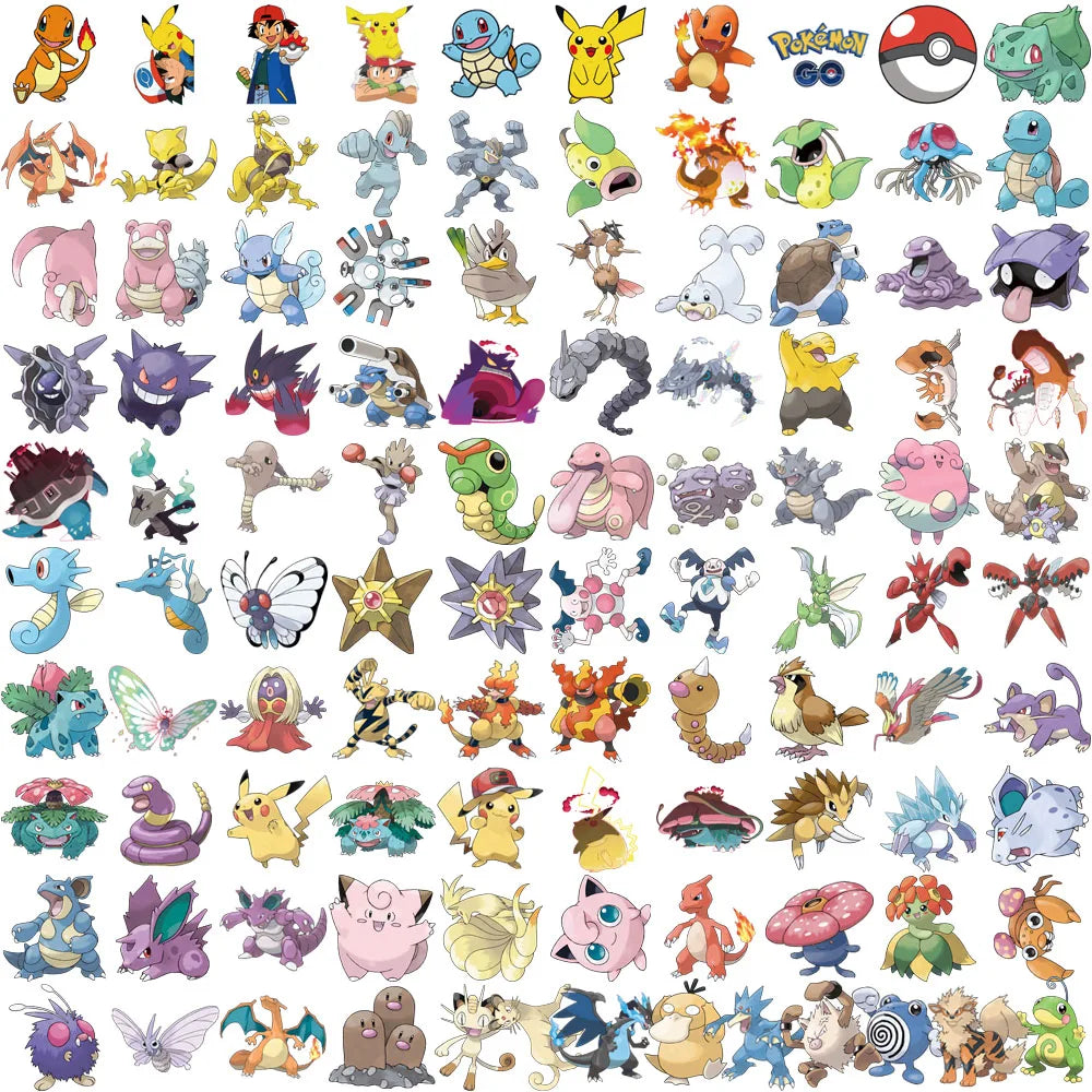 300Pcs Pokemon Cute Pikachu Stickers Charizard Album Pokédex DIY Laptop Car Luggage Kawaii Waterproof Anime Sticker Toy