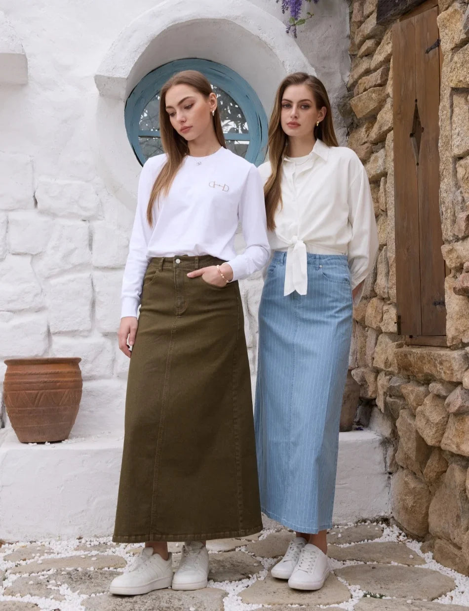 AS  SS26 pinstripe denim skirt fashion woman clothes lady wear