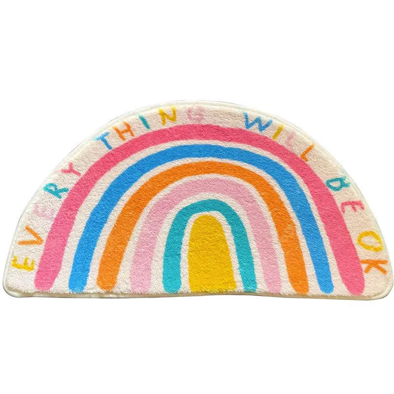 VIKAMA Rainbow Shower Floor Mat, Shower Room Door Floor Mat, Entrance Hall Carpet, Comfortable And Skin-Friendly Home Decoration