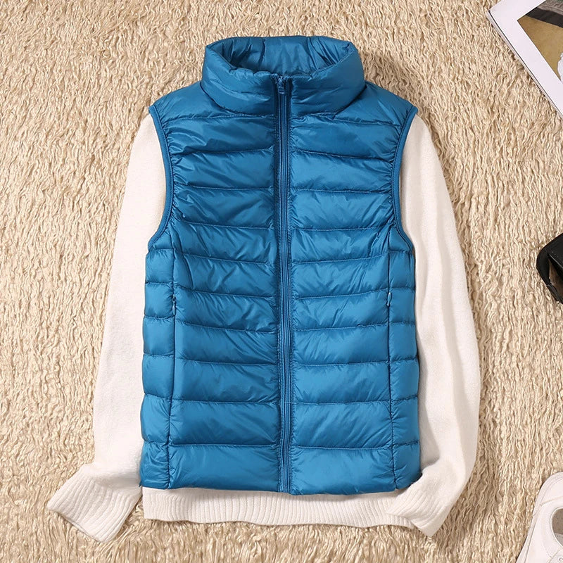 Women Vests 2023 New Autumn Winter Ultra Light Duck Down Vest Female Slim Sleeveless Jacket Windproof Warm Puffer Waistcoat
