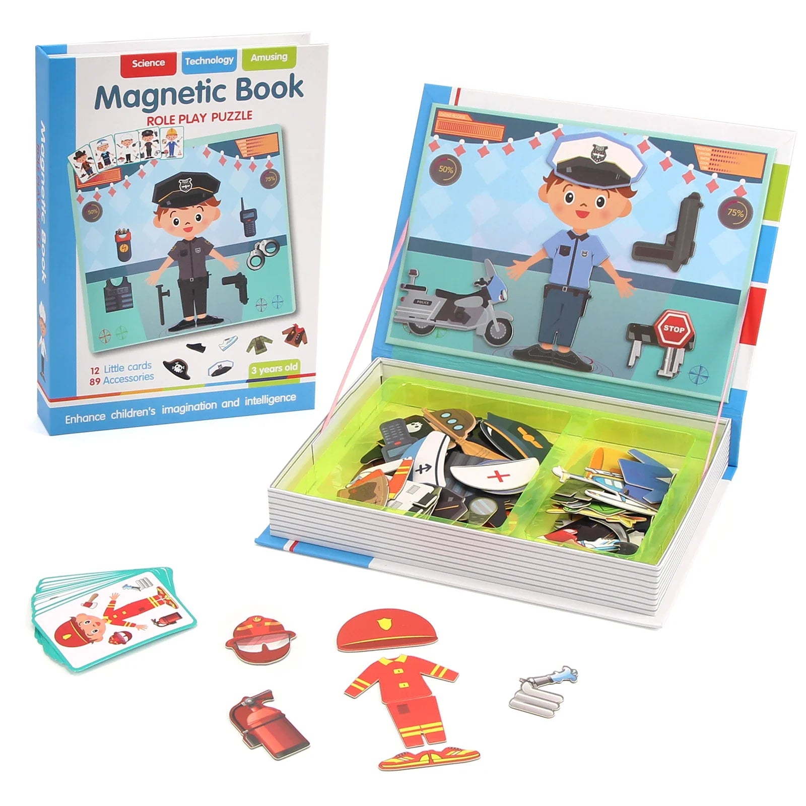 Kids Intelligent 3D Jigsaw Toys Magnetic Puzzle Book Brain Training Games Educational Montessori Toys for Kids Gifts Xmas Toys