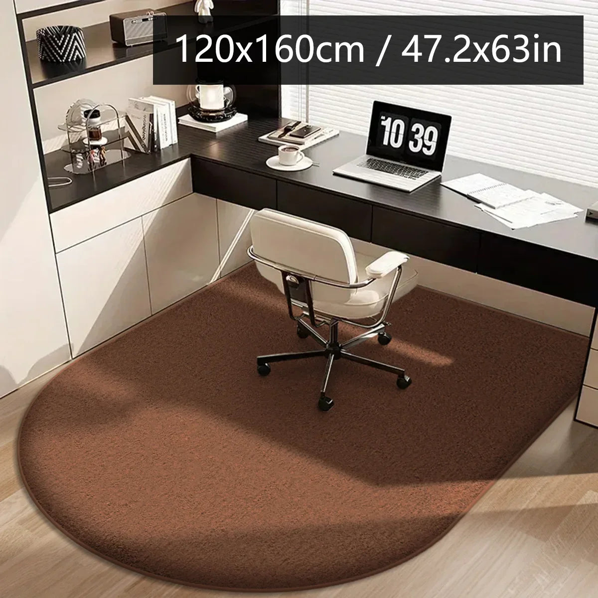 VIKAMA Solid Colour Arched Rug Soft And Non-Slip Office, Study Computer Chair Mat Dressing Table Foot Pad Home Decor