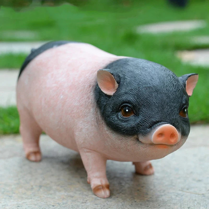 Cute Pink Piggy Resin Statue, Figures Pig DIY Crafts,Garden Decoration, For Tabletop Yard Lawn Porch Balcony Patio Outdoor Decor