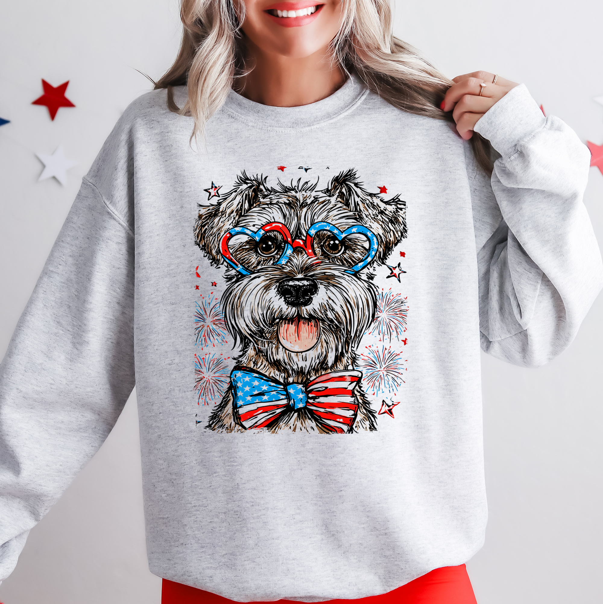 Schnauzer Patriotic Dog USA 4th of July Pet Lover Proud American Flag Stars Stripes Sweatshirt