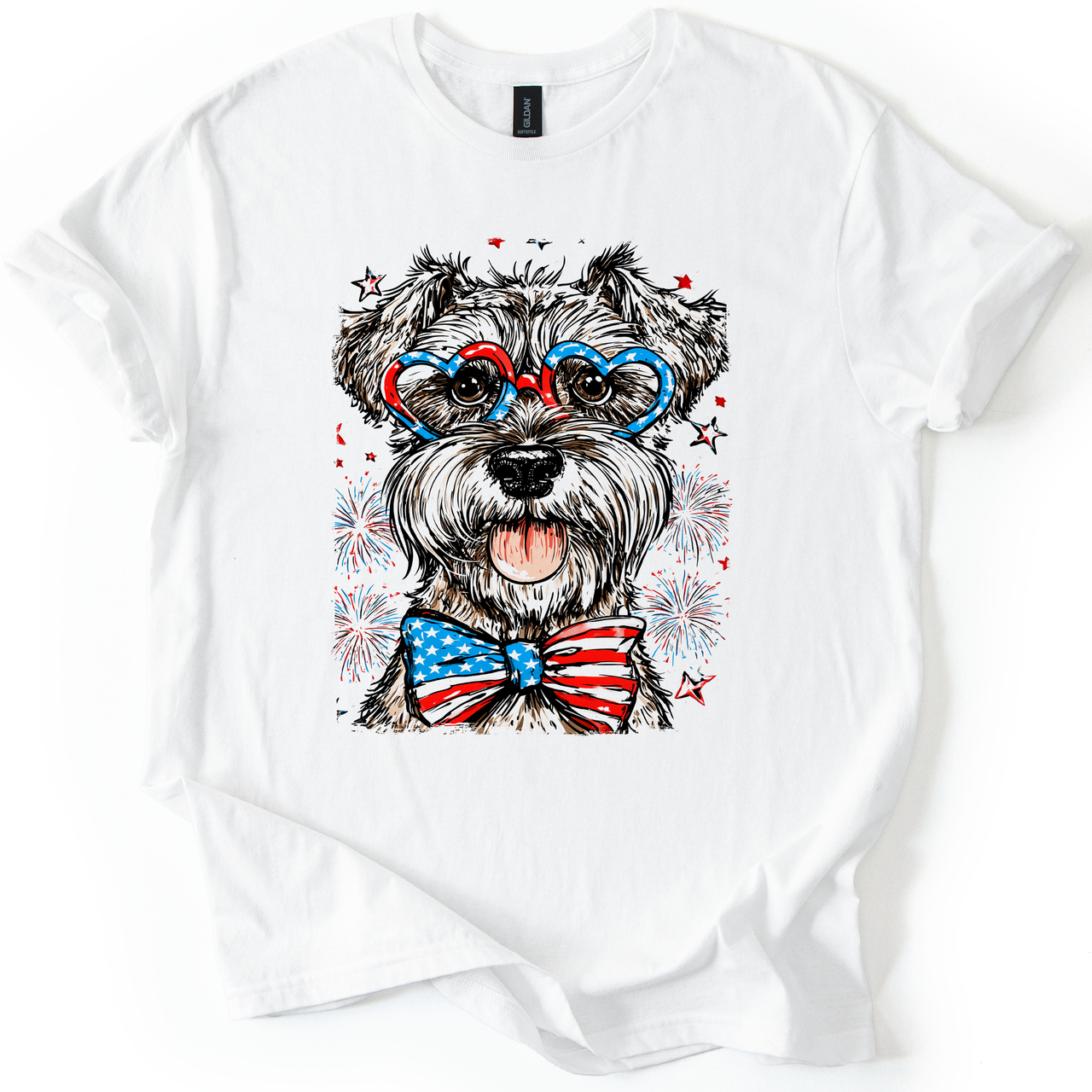 Schnauzer Patriotic Dog USA Pride Fourth Of July Stars And Stripes Edition Graphic Tee