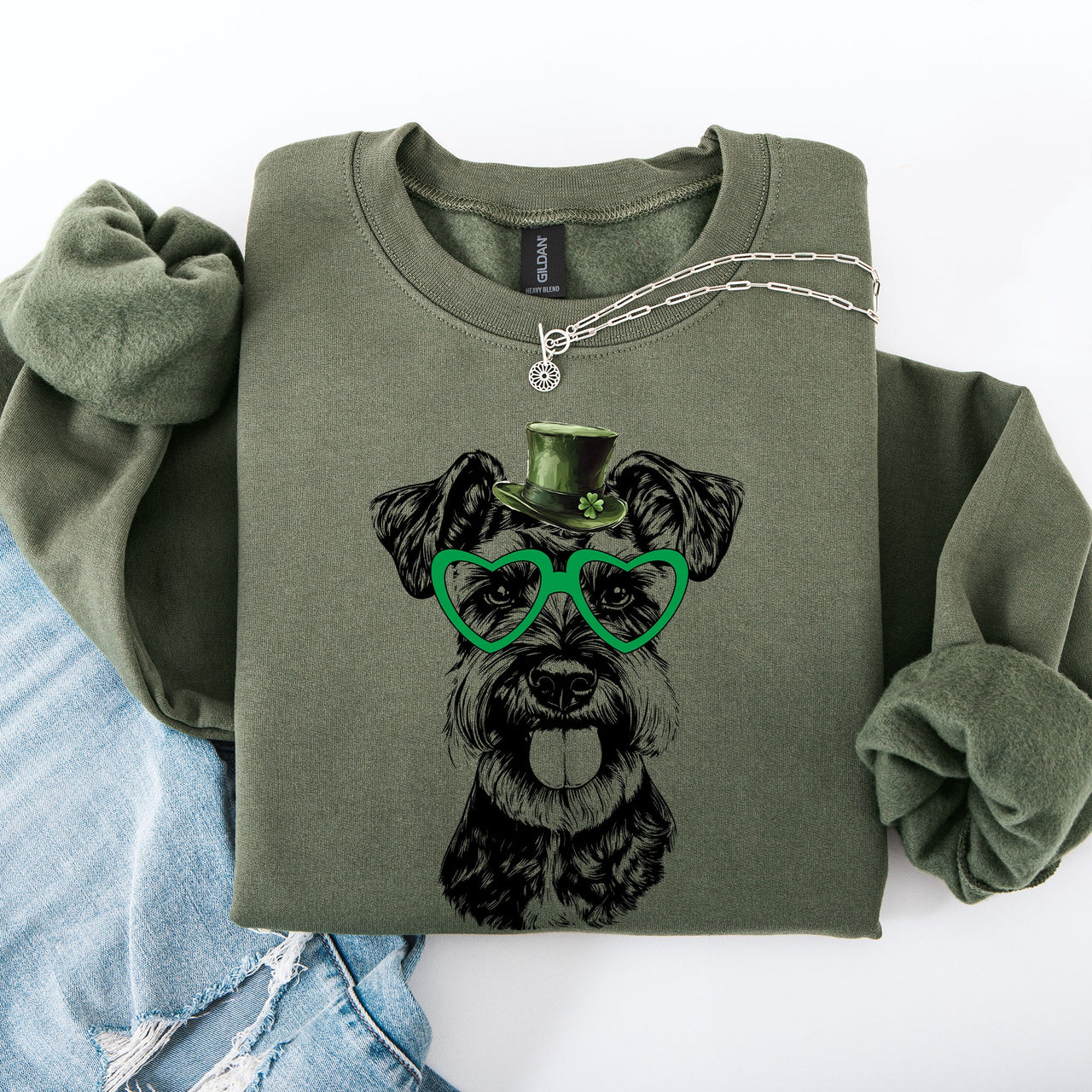 Schnauzer Adorable Dog St Patrick's Day Lucky Irish Festive Pet Lover Premium Sweatshirt