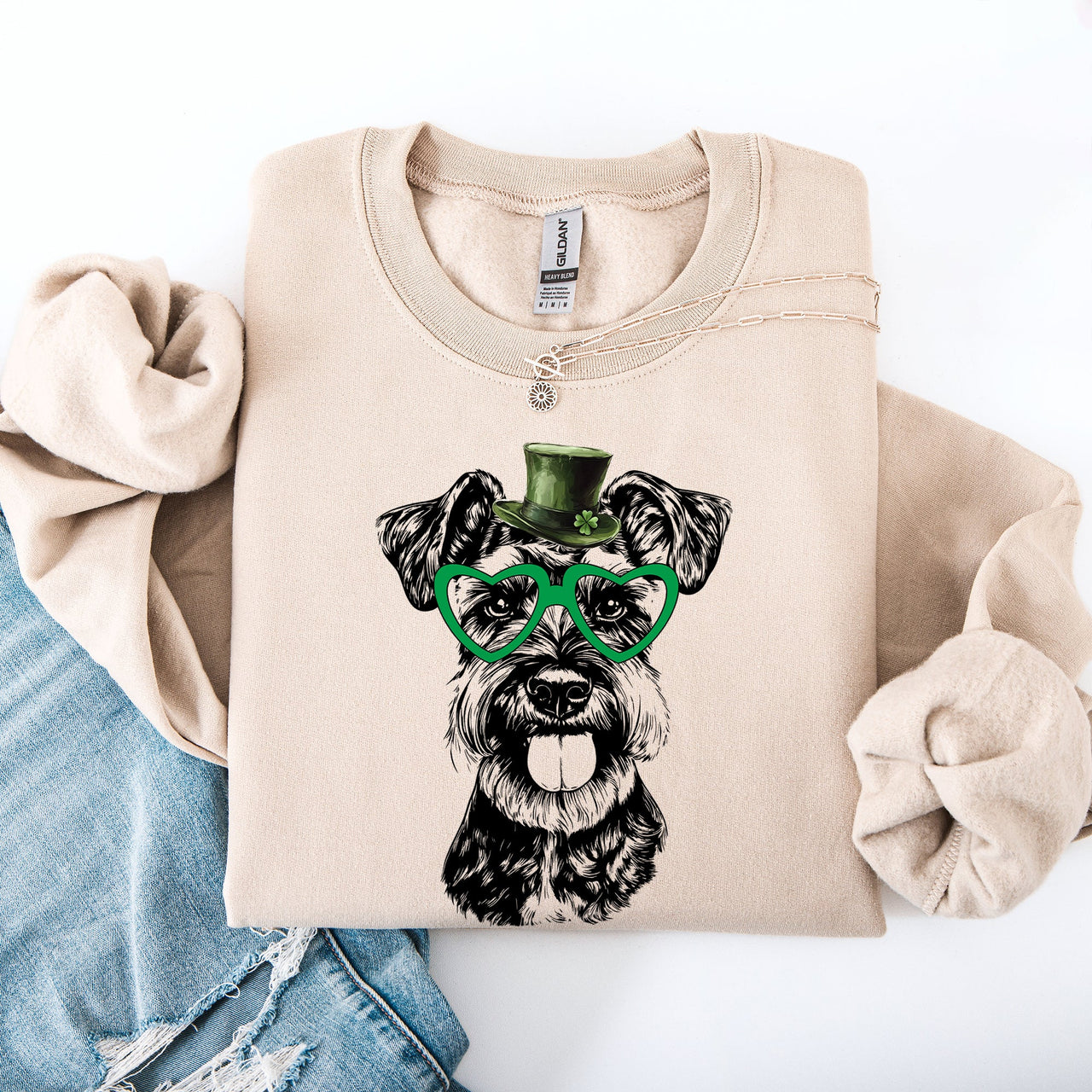 Schnauzer Adorable Dog St Patrick's Day Lucky Irish Festive Pet Lover Premium Sweatshirt