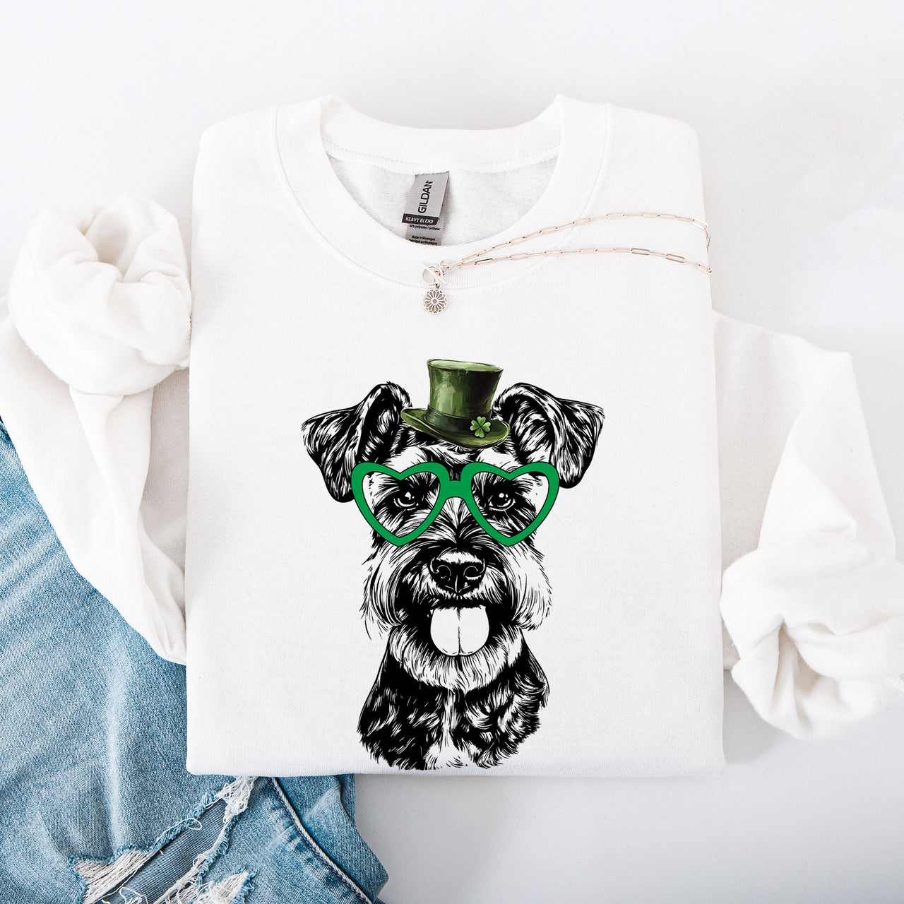 Schnauzer Adorable Dog St Patrick's Day Lucky Irish Festive Pet Lover Premium Sweatshirt