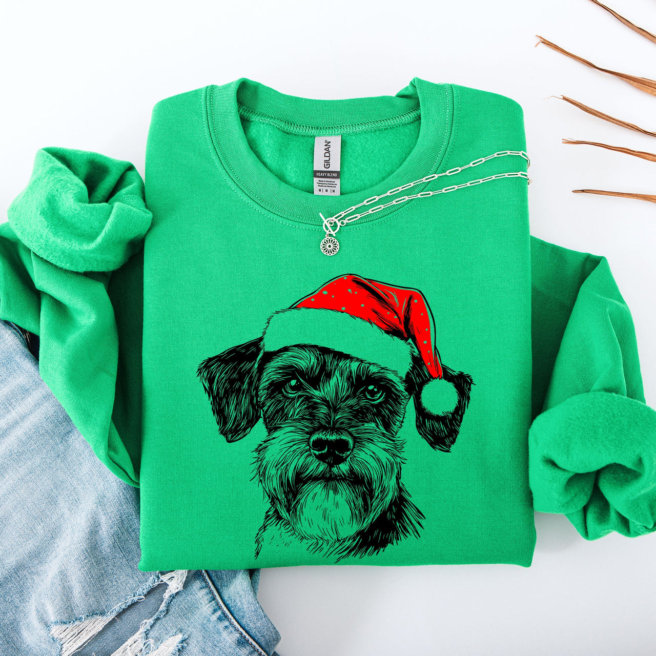 Schnauzer Santa Christmas Dog Lover Pet Holiday Anthology Signature Graphic Sweatshirt