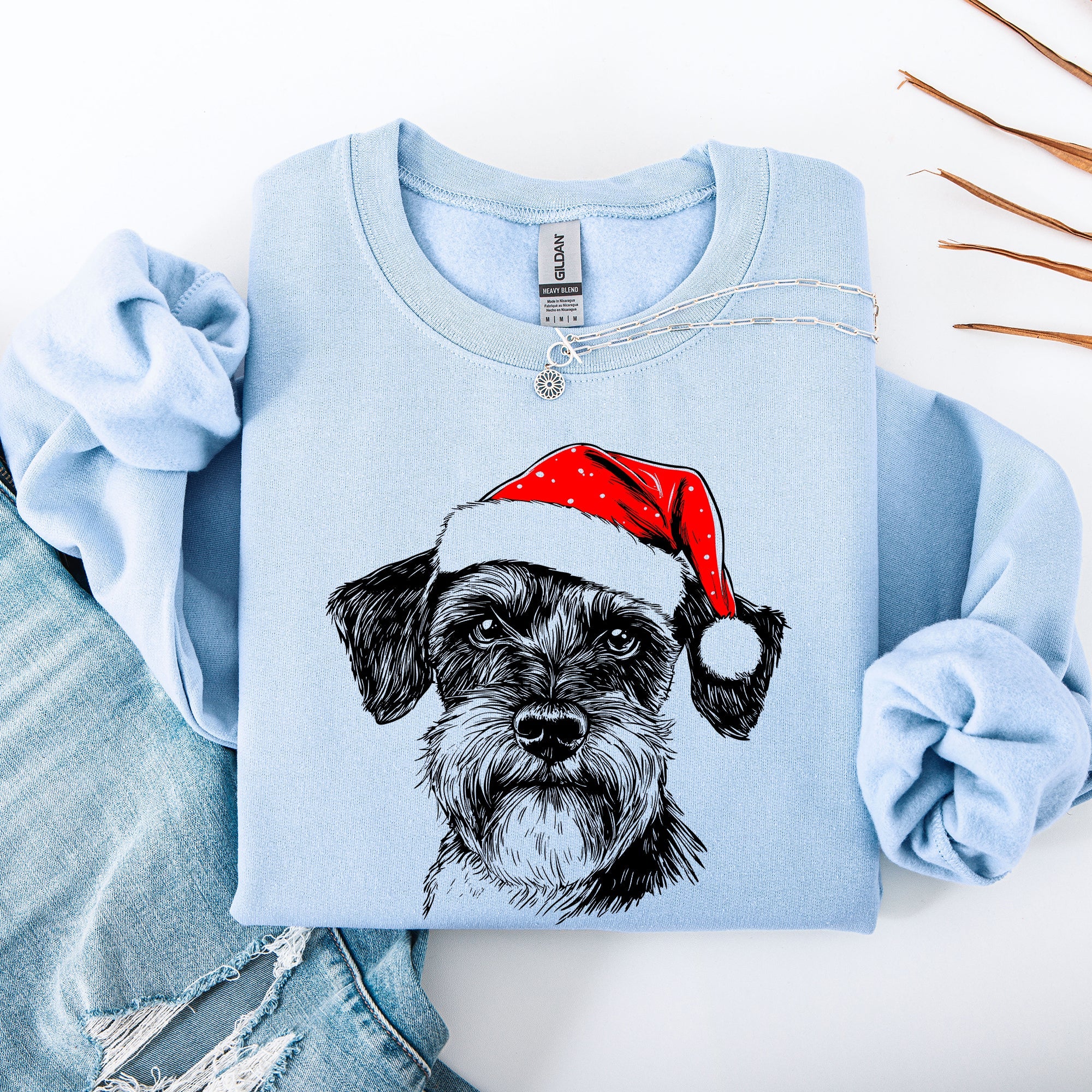 Schnauzer Santa Christmas Dog Lover Pet Holiday Anthology Signature Graphic Sweatshirt