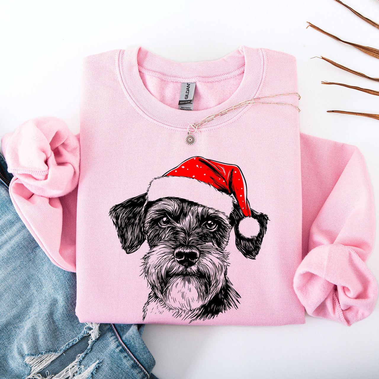 Schnauzer Santa Christmas Dog Lover Pet Holiday Anthology Signature Graphic Sweatshirt