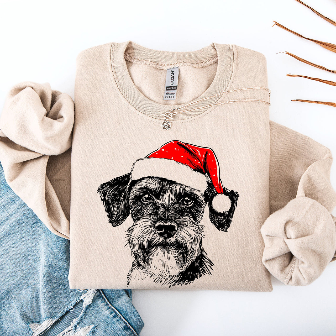 Schnauzer Santa Christmas Dog Lover Pet Holiday Anthology Signature Graphic Sweatshirt